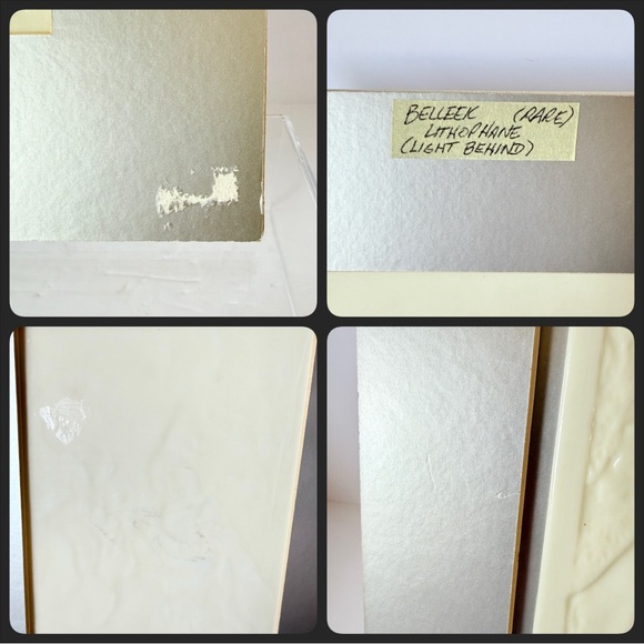 Belleek Ireland Parian China Lithophane “Lovers at Table” Courting Couple - Picture 11 of 12